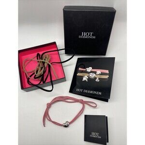 Hot Diamonds Sterling Silver Diamond Puff Heart Interchangeable Suede Bracelet